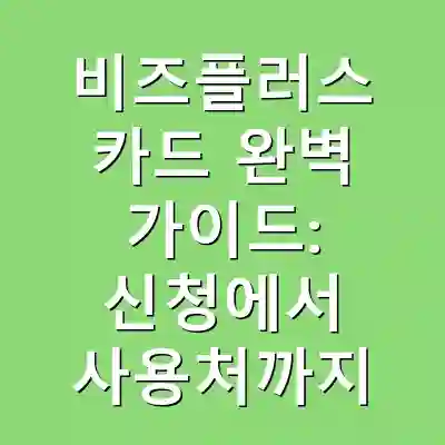 비즈플러스 카드 완벽 가이드: 신청에서 사용처까지