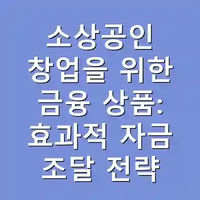 소상공인 창업을 위한 금융 상품: 효과적 자금 조달 전략